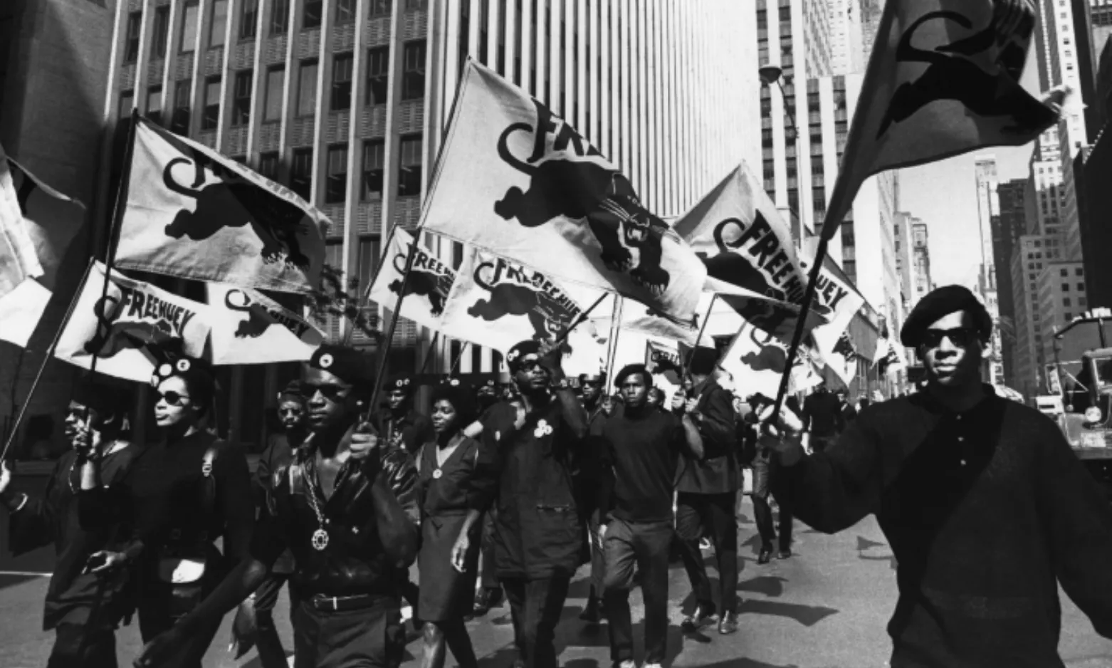 The Black Panthers march in protest of the trial of co-founder Huey P. Newton in Oakland, CA