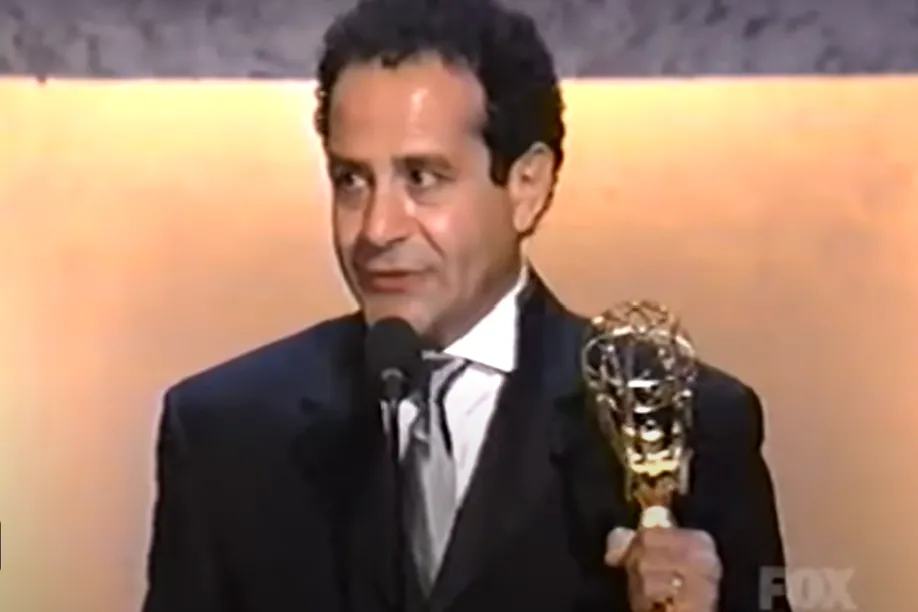 actor Tony Shalhoub giving his Emmy winning speech